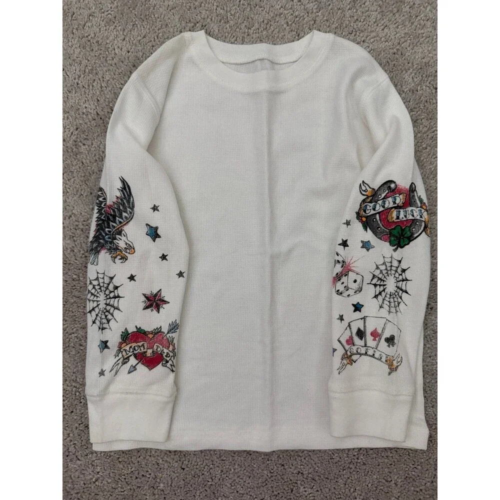 Gap Tattoo Waffle Long Sleeve Shirt Boys Size 5